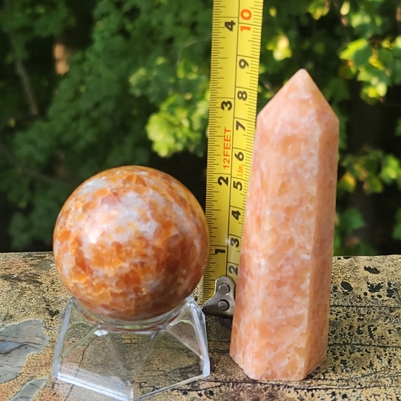 SUNSTONE crystal stone set - 1 sphere and 1 tower - Picture 3 of 9
